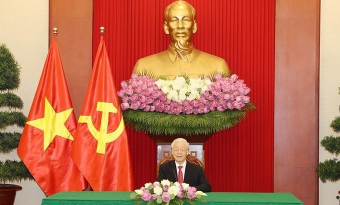 Party General Secretary Nguyen Phu Trong holds phone talks with President of Sri Lanka Gotabaya Rajapaksa. (Photo: VNA)