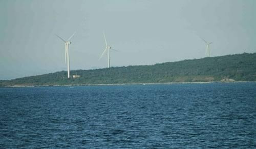 Three turbines at the wind-power plant.