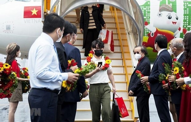 International tourists welcomed at Phu Quoc Airport. (Photo: VNA)