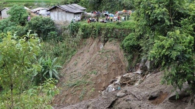The scene of a landslide in Phong Tho district, Lai Chau province, due to heavy rains on August 3. The incident claimed the lives of six people.
