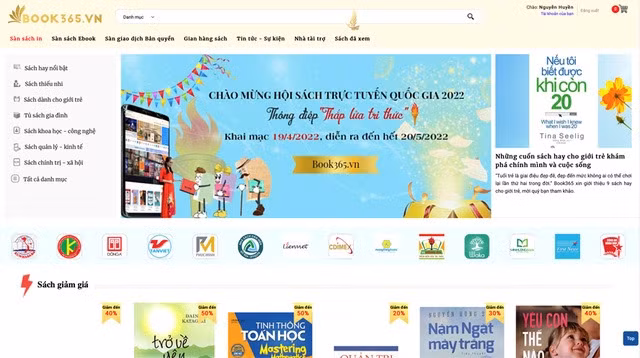Logo and interface of the 2022 National Online Book Fair at https://book365.vn (Photo: VGP)
