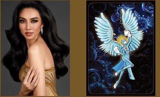 Vietnamese beauty Nguyen Thuc Thuy Tien and "Angel" costume. (Photo courtesy of Nguyen Thuc Thuy Tien)