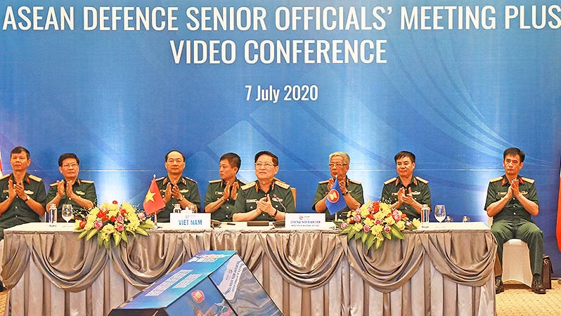 The ASEAN Defence Senior Officials’ Meeting Plus video conference. (Photo: NDO/Linh Phan)