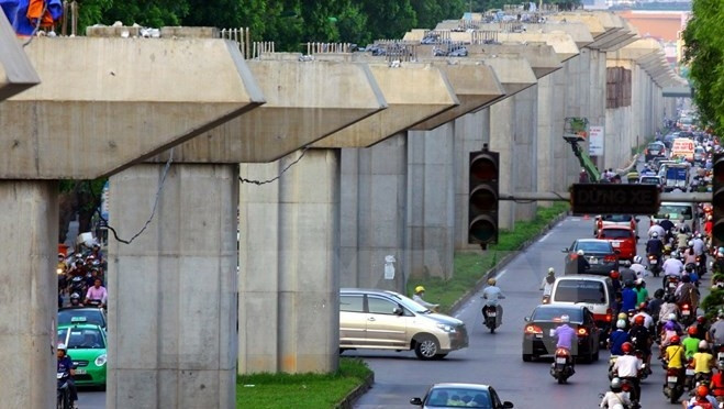 The Cat Linh - Ha Dong urban railway route is under construction. (Credit: VNA)