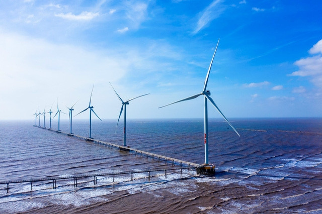 The Dong Hai 1 Wind Power Plant in Duyen Hai district, Tra Vinh province