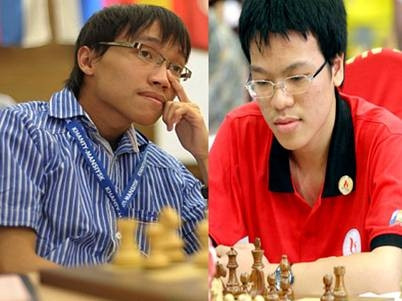 Vietnam’s top two chess players Le Quang Liem (right) and Nguyen Ngoc Truong Son