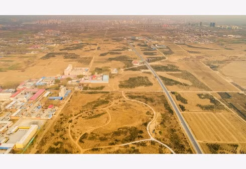 This aerial photo taken on March 30, 2018 shows a forestation site in Xiongan New Area, north China's Hebei Province. (Photo: Xinhua)