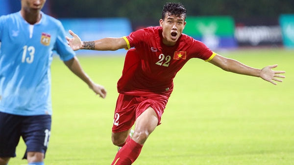 Thanh Hien (number 22) scored the only goal for Vietnam on Thursday night. (Credit: vnexpress.net) 