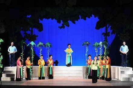 A scene from a performance by the Army Cheo Theatre.