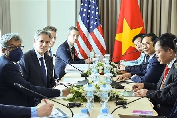 At the meeting between Foreign Minister Bui Thanh Son and his US counterpart Antony Blinken (Photo: VNA)