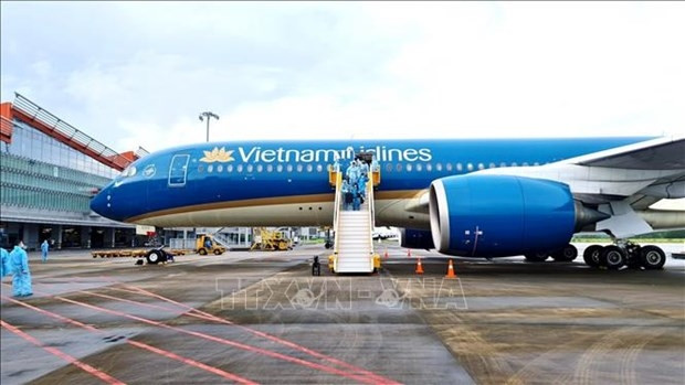 A Vietnam Airlines plane at the Van Don international airport in the northern coastal province of Quang Ninh (Photo: VNA)