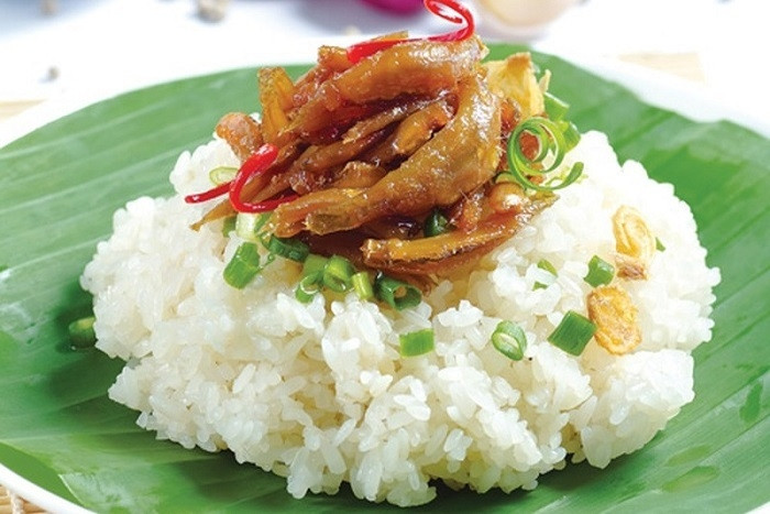A colourful plate of ' xoi ca com’ is a popular breakfast in Nha Trang