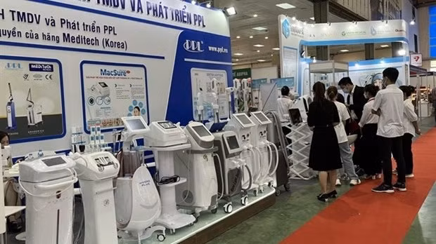 A booth at the Vietnam Medipharm Expo 2022 (Photo: VNA)