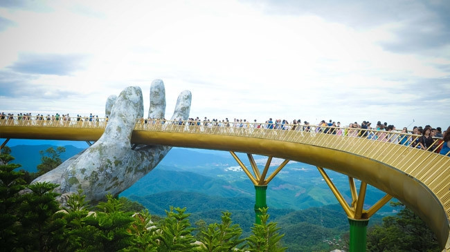 The Cau Vang (Golden Bridge) in the central coastal city of Da Nang 