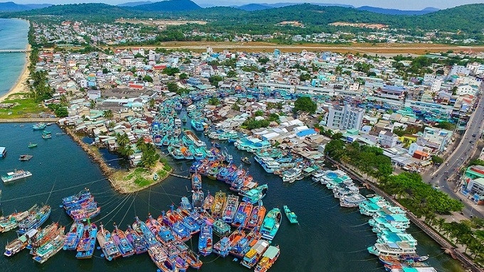 A corner of Phu Quoc City viewed from above 