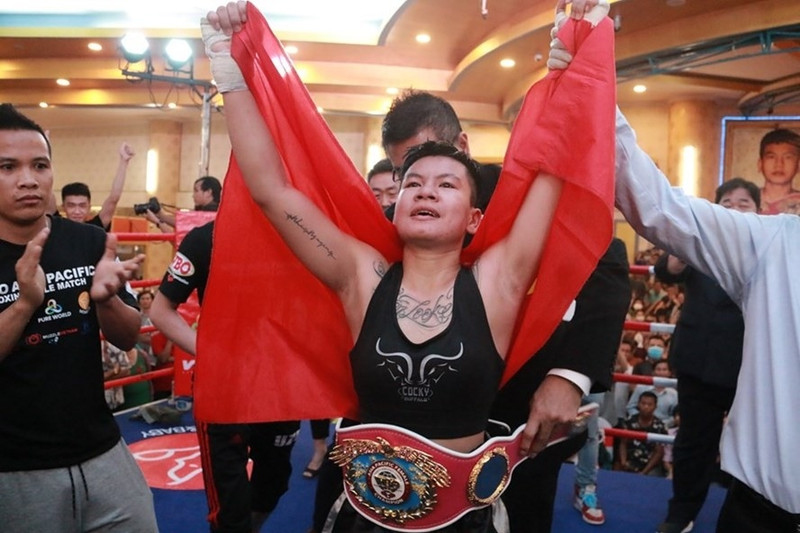 Nguyen Thi Thu Nhi wins the Asia-Oceania WBO belt in February 2020. (Photo: World Boxing Organisation)