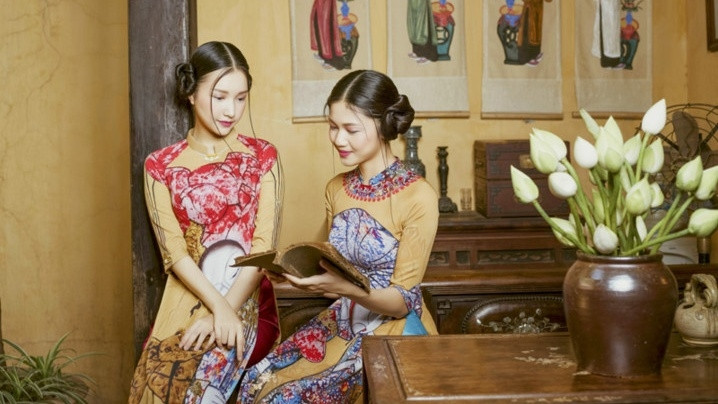 Two designs of the collection entitled ‘The Golden Lotus Ao Dai Collection’ 