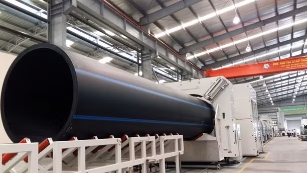 The production line is capable of manufacturing HDPE pipes with diameters of up to 2 metres.