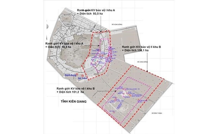 Map of the detailed planning of the Oc Eo - Ba The special national relic site. (Photo:VNA)