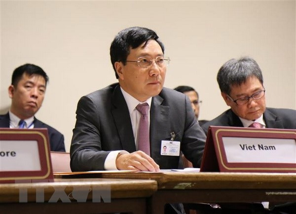 Deputy PM and FM Pham Binh Minh at the Meeting of Foreign Ministers of ASEAN and the Gulf Cooperation Council (Photo: VNA)