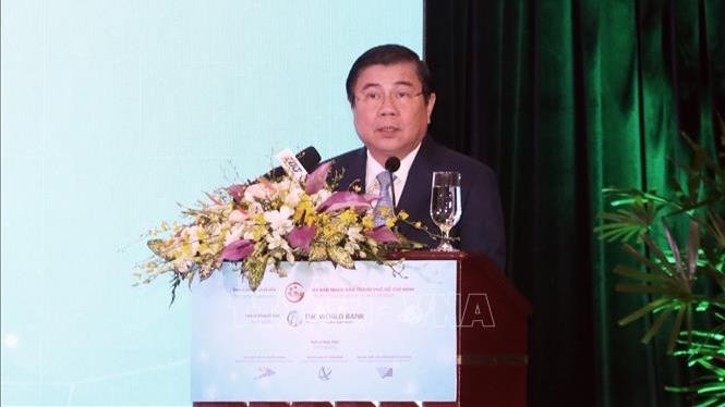 Chairman of the Ho Chi Minh City People’s Committee, Nguyen Thanh Phong speaking at the conference (Photo: VNA)