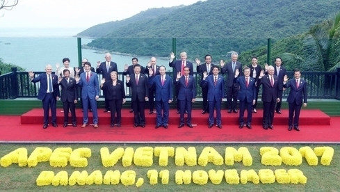 APEC leaders pose for a photo in Da Nang city. (Photo: VNA)