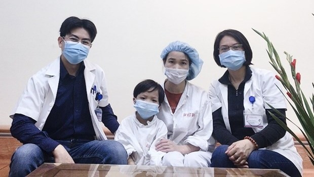 Seven-year-old L.X.H, the youngest-ever heart transplant recipient in Vietnam, has been discharged from hospital. (Photo: VNA)