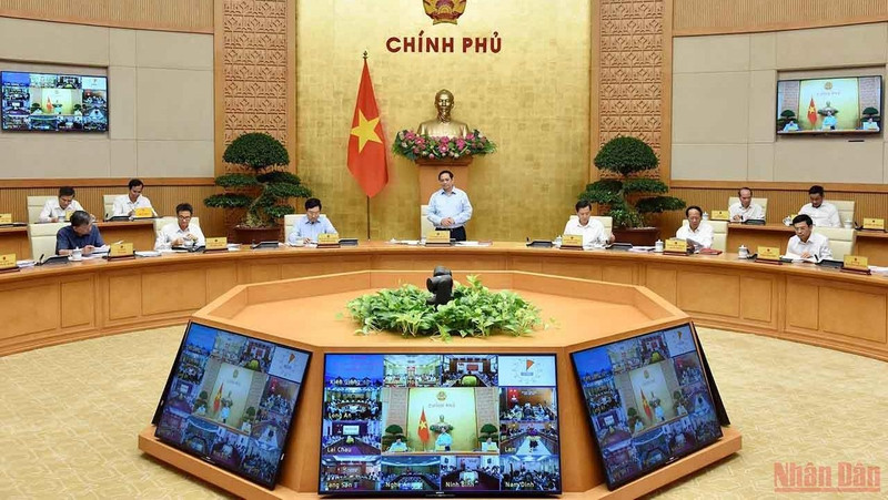 Prime Minister Pham Minh Chinh at the conference. (Photo: Tran Hai)