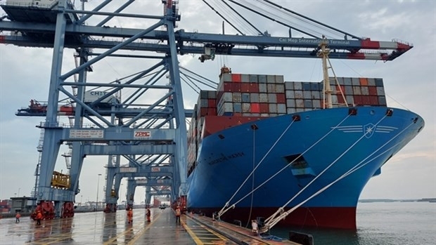 A container vessel at the Cai Mep-Thi Vai port complex. (Photo: VNA)