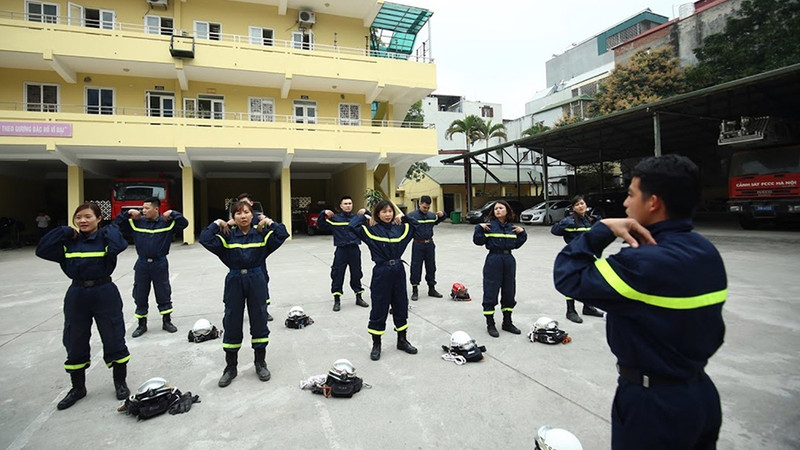 At a training session for the firefighters