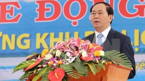 Politburo member and Minister of Public Security Tran Dai Quang speaks at the ceremony (photo: VNA)