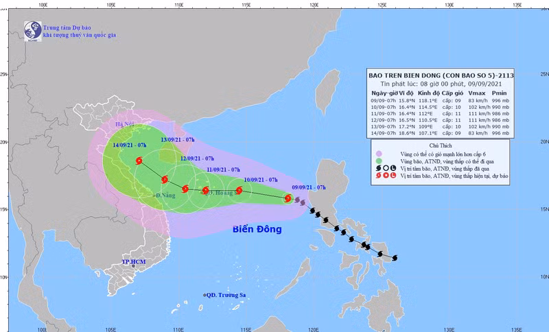 The projected path of Conson (Photo: NCHMF)
