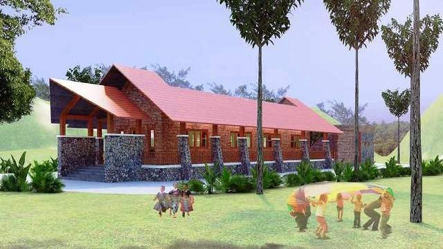 The school is designed to have four class rooms with a total area of nearly 300m2
