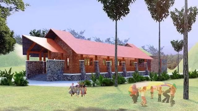 The school is designed to have four class rooms with a total area of nearly 300m2