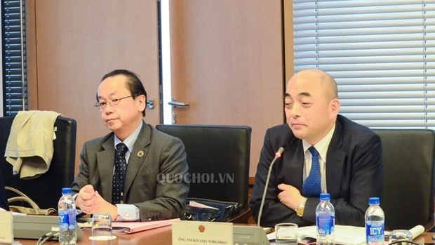 Deputy Secretary General of the House of Representatives of Japan Tsukiyama Nobuhiko speaks at the event (Photo: quochoi)