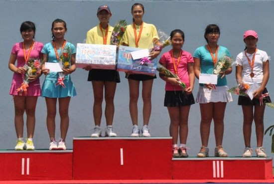 Tran Thi Tam Hao and Huynh Phi Khanh won gold in the over-18 doubles event. (Source: thethaovietnam.vn)