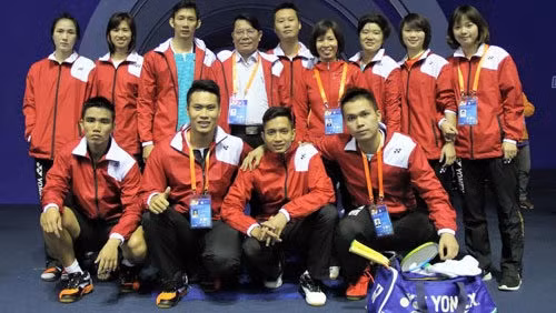The Vietnam badminton team competing at the 2015 Sudirman Cup in China. (Image credit: caulongvietnam.vn)