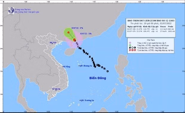 Typhoon Chaba weakens into a tropical depression on July 3 morning. (Photo: NCHMF)