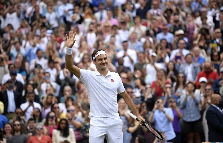 Tennis - Wimbledon - All England Lawn Tennis and Croquet Club, London, UK - July 3, 2021 Switzerland's Roger Federer celebrates winning his third round match against the UK’s Cameron Norrie. (Photo: Reuters)