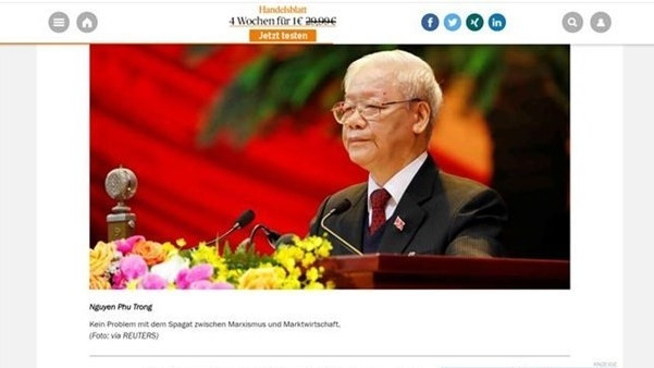 The article published on the Handelsblatt (Commerce) newspaper (Photo: VNA)