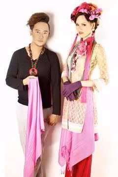 Designer Vo Viet Chung and an outfit from his ‘Southerners’ collection.