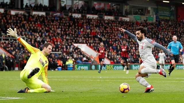 Salah scores a hat-trick during their Premier League clash with Bournemouth at Vitality Stadium, Bournemouth, Britain, on December 8, 2018. (Photo: Action Images via Reuters)