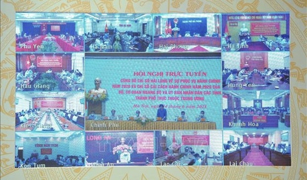 The teleconference to announce the 2020 PAR Index and SIPAS (Photo: VNA)