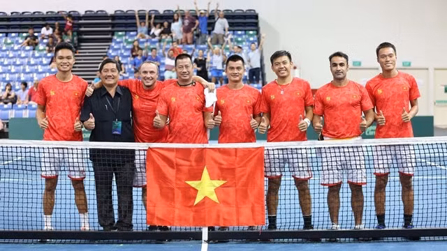 The Vietnamese tennis team have won the right to play in Davis Cup - Asia/Oceania Group II in 2020. (Photo: Vietnam Tennis Federation)