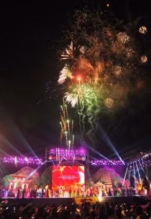 Fireworks set off at the opening ceremony