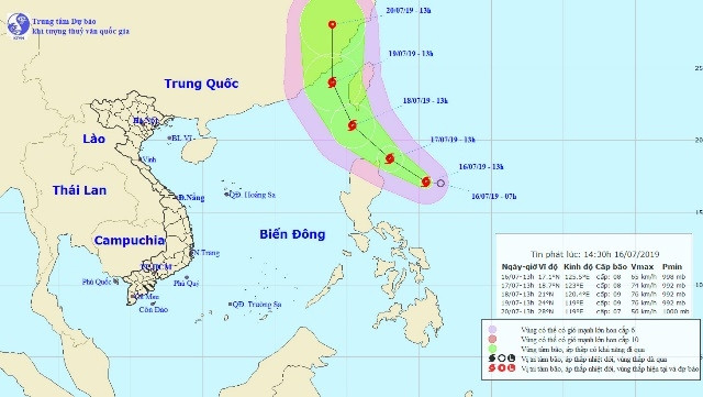 The location and projected path of Storm Danas near the East Sea. (Photo: nchmf.gov.vn)