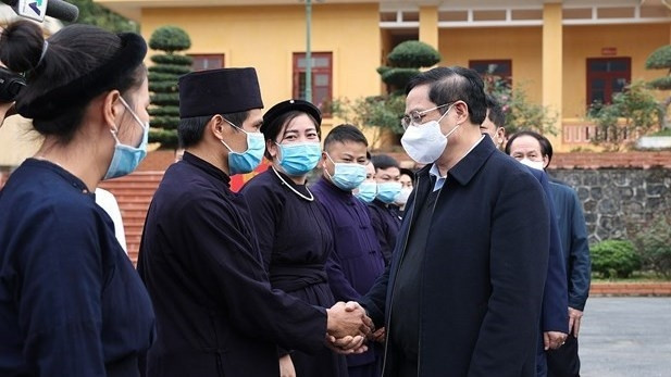 PM Pham Minh Chinh in Dam Thuy commune (Photo: VNA)