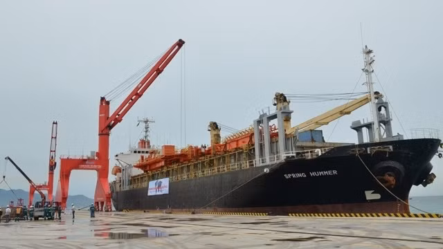 The Spring Hummer docking at Vinh Tan Port.