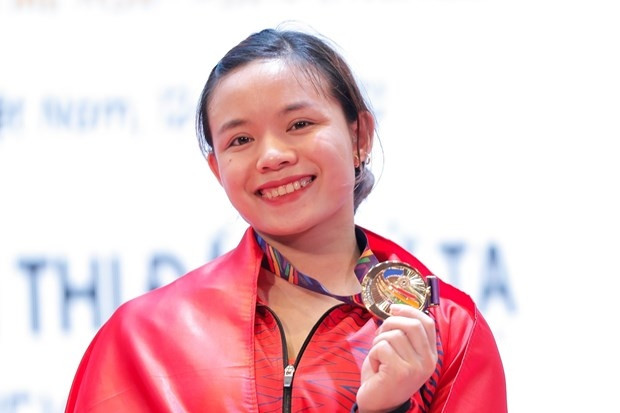 Vietnam’s weightlifter Pham Thi Hong Thanh (Photo: VNA)