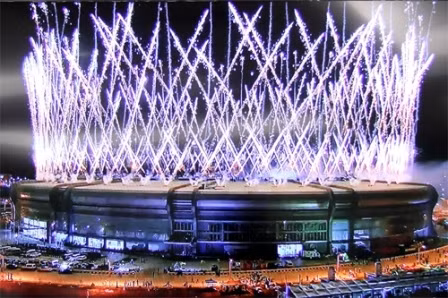 A fireworks display kicks off the opening ceremony 